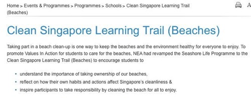NEA Clean Singapore Learning Trail  Beaches